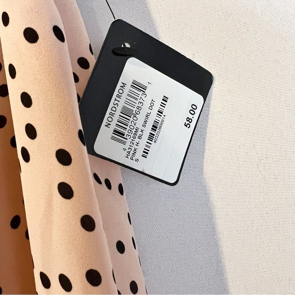 NWT Halogen Pink Black Swirl Dot Sleeveless Office Blouse - Picture 4 of 5